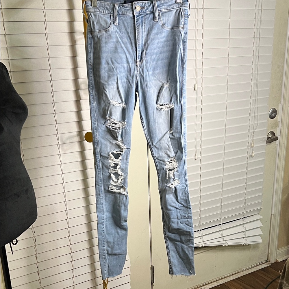 Hollister Light Blue Ripped Skinny Jeans